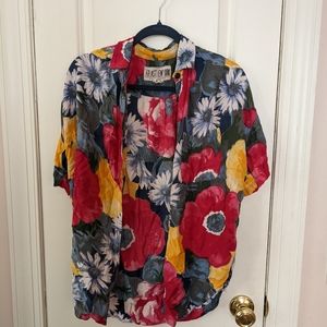 90's Vintage Oversized Floral Button Up